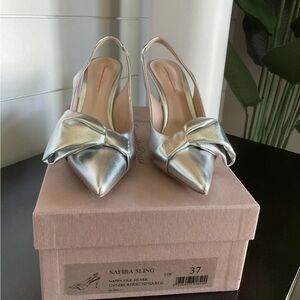 Gianvito Rossi Safira Bow 85MM Metallic Slingback Heel